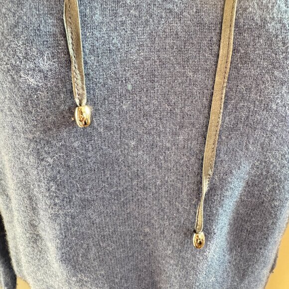 One Grey Day Cashmere & Leather Trim Hoodie Sweater - Picture 9 of 11